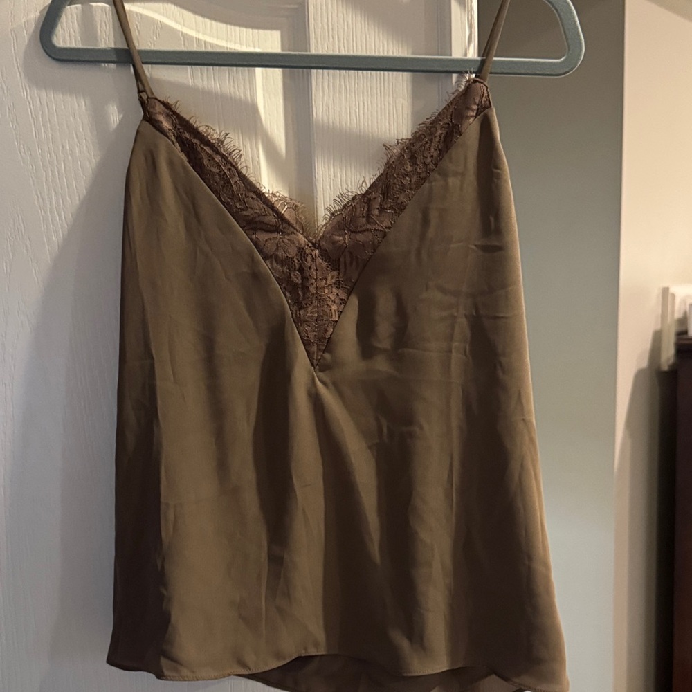 Melrose and Market Brown Lace Trim Cami Top